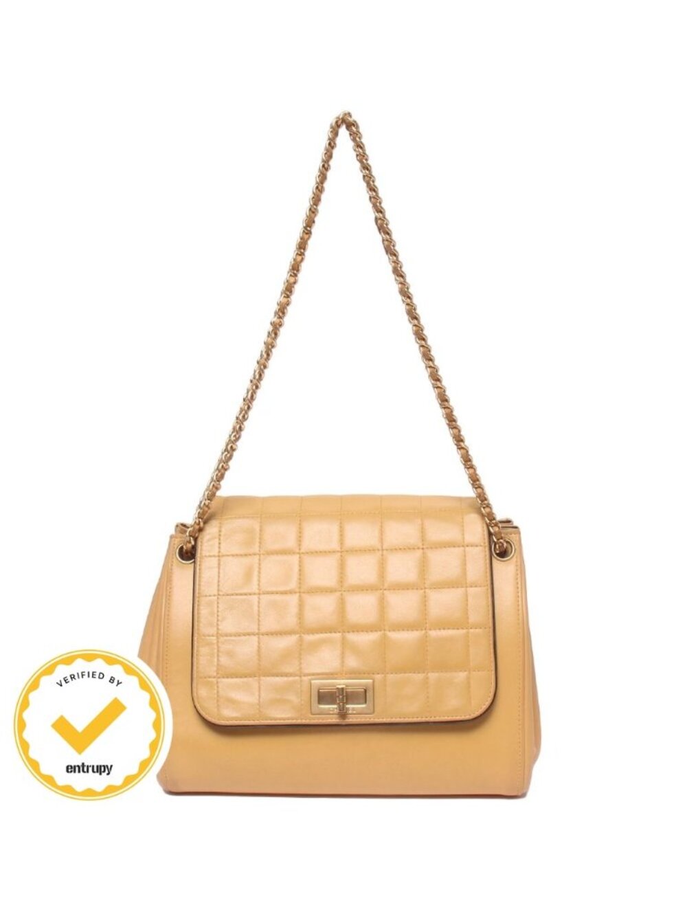 Chanel Chain Shoulder Bag Gold Chocolate Bar 2.55